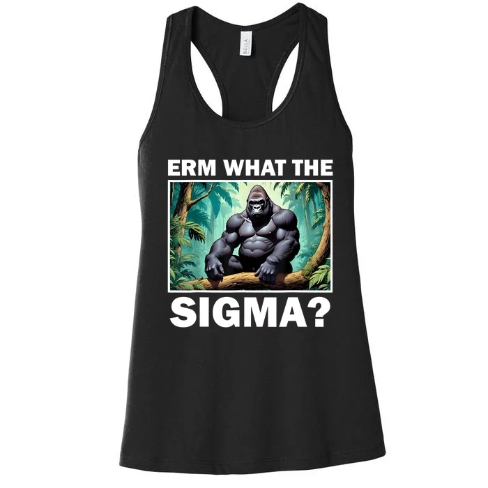 Funny Erm What The Sigma Ironic Meme Brainrot Quote Women's Racerback Tank