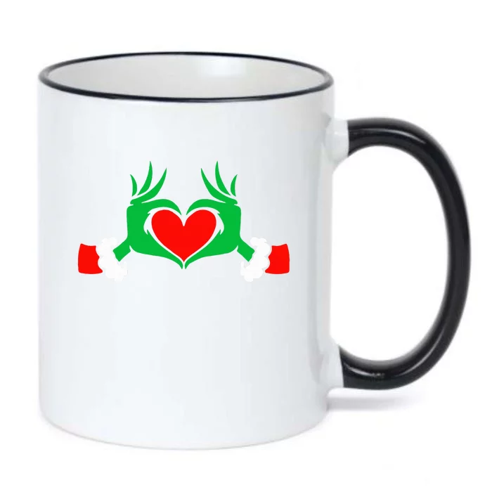 Funny Elf With Cute Heart Hands Style Christmas Costumes Black Color Changing Mug