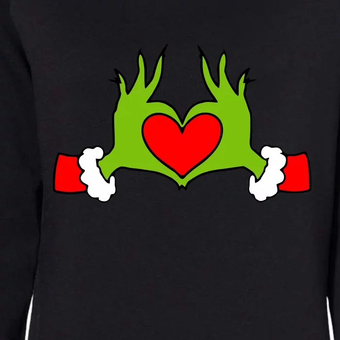 Funny Elf With Cute Heart Hands Symbol Style Christmas Womens California Wash Sweatshirt