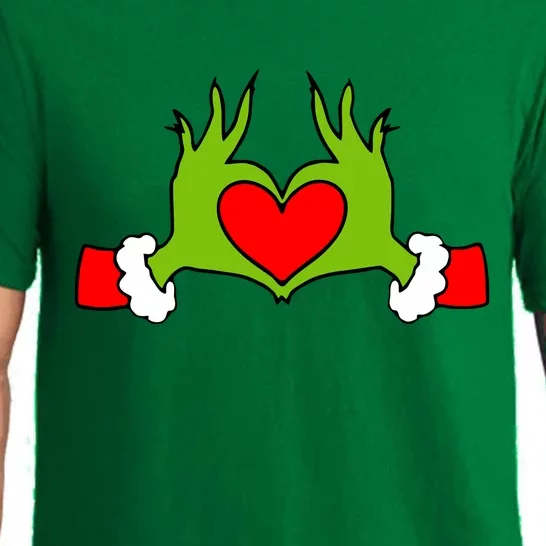 Funny Elf With Cute Heart Hands Symbol Style Christmas Pajama Set