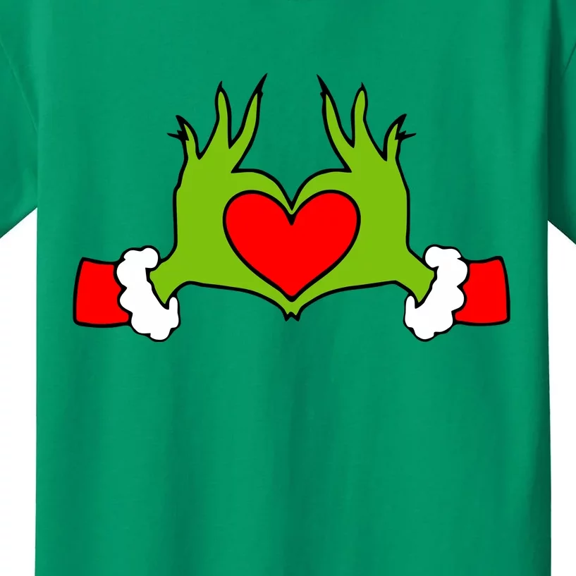 Funny Elf With Cute Heart Hands Symbol Style Christmas Kids T-Shirt