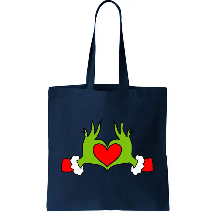 Funny Elf With Cute Heart Hands Symbol Style Christmas Tote Bag