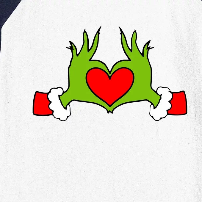 Funny Elf With Cute Heart Hands Symbol Style Christmas Baseball Sleeve Shirt