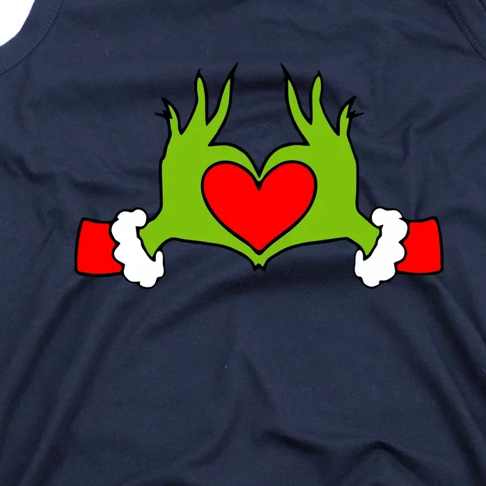 Funny Elf With Cute Heart Hands Symbol Style Christmas Tank Top