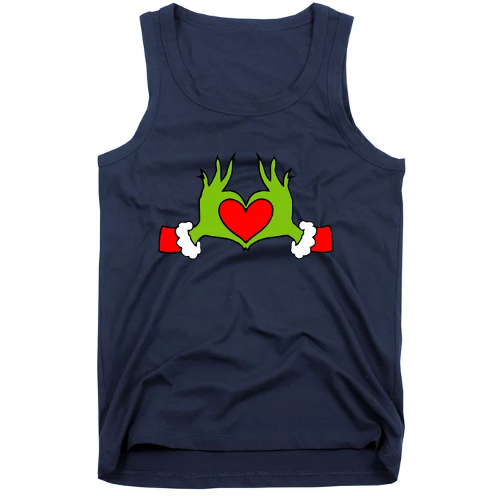 Funny Elf With Cute Heart Hands Symbol Style Christmas Tank Top