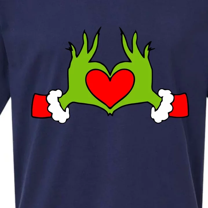 Funny Elf With Cute Heart Hands Symbol Style Christmas Sueded Cloud Jersey T-Shirt