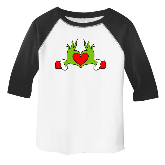 Funny Elf With Cute Heart Hands Symbol Style Christmas Toddler Fine Jersey T-Shirt