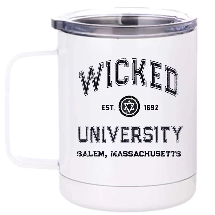 Funny Evil Wicked University Salem Introvert Witches College Front & Back 12oz Stainless Steel Tumbler Cup