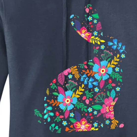 Floral Easter Women Girls Easter Bunny Spring Flowers Women's Pullover Hoodie