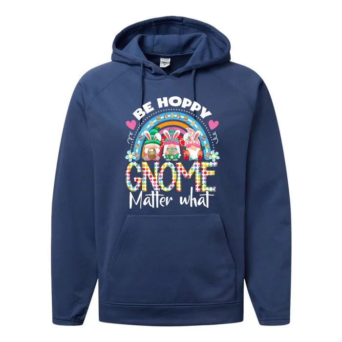 Funny Easter With My Gnomies Happy Easter Gnome Rainbow Funny Gift Performance Fleece Hoodie