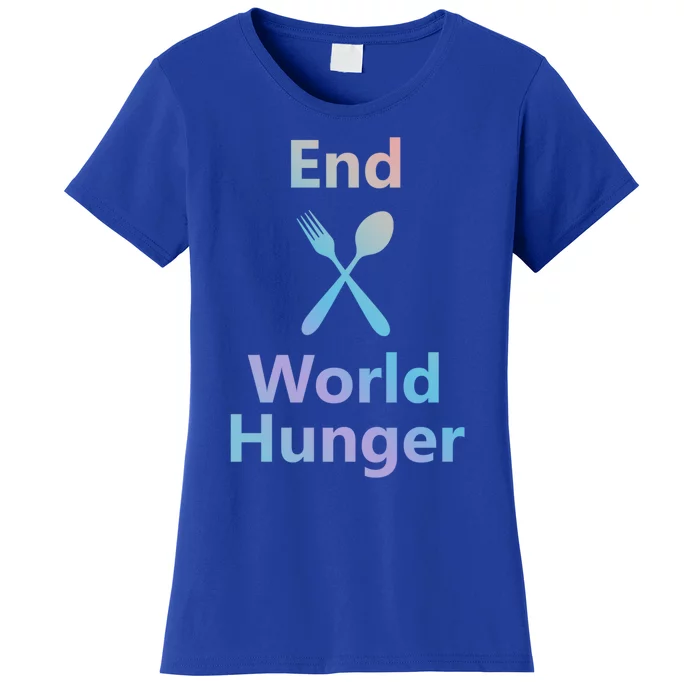 Fight End World Hunger Food Fork Spoon Day Month National Gift Women's T-Shirt