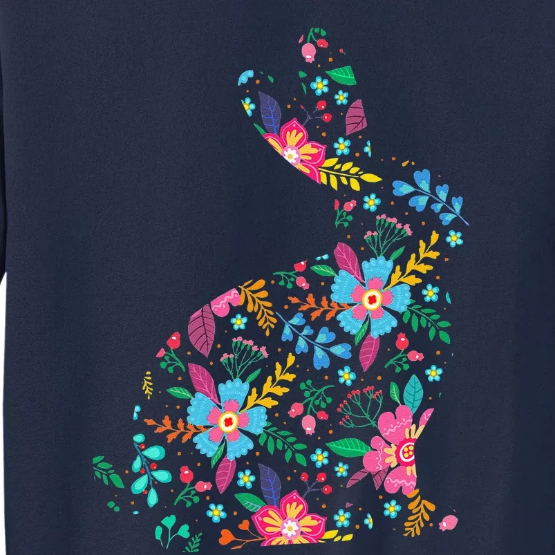 Floral Easter Women Easter Bunny Spring Flowers Rabbit Tall Sweatshirt