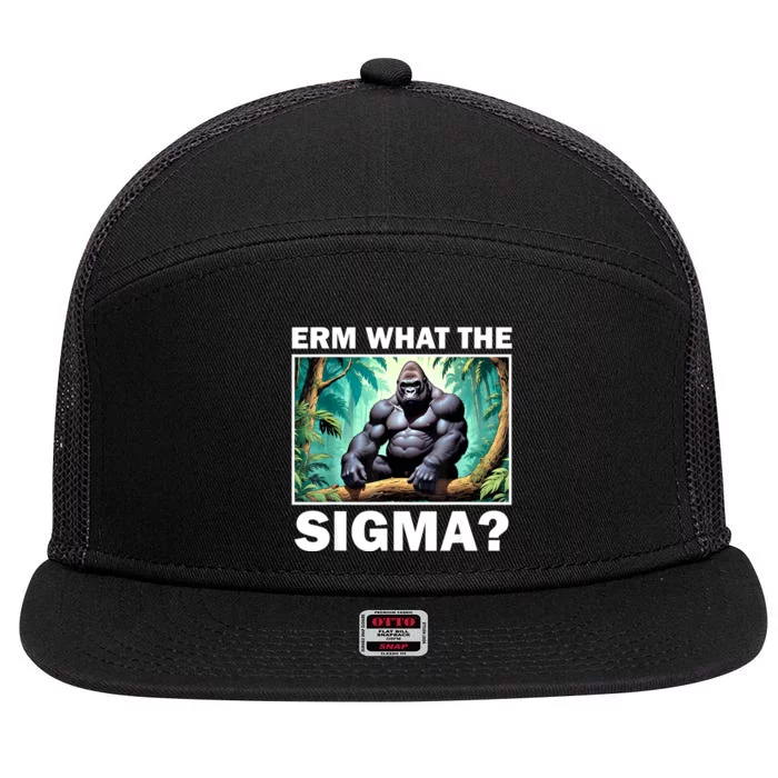 Funny Erm What The Sigma ? Ironic Meme Brainrot Quote 7 Panel Mesh Trucker Snapback Hat