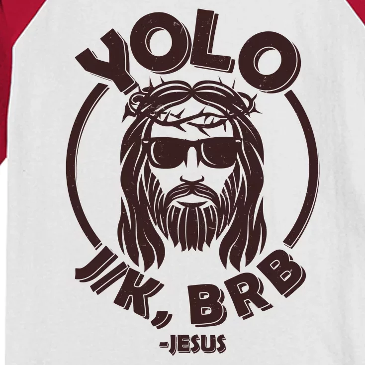 Funny Easter YOLO JK BRB Jesus Kids Colorblock Raglan Jersey