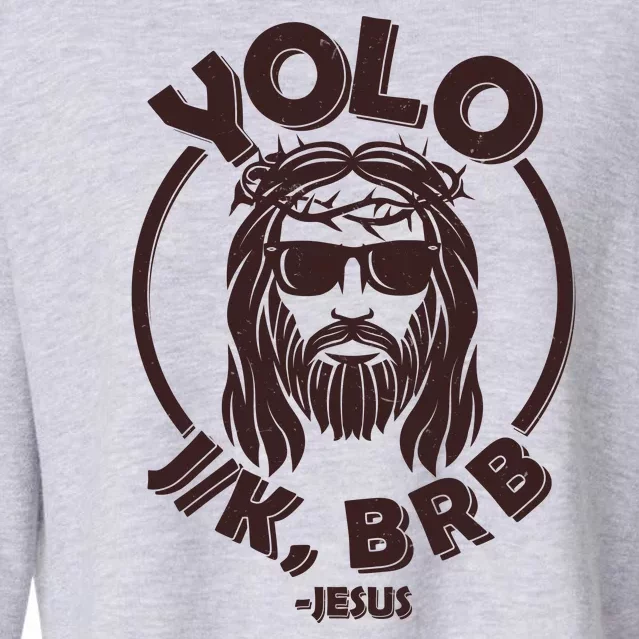 Funny Easter YOLO JK BRB Jesus Cropped Pullover Crew