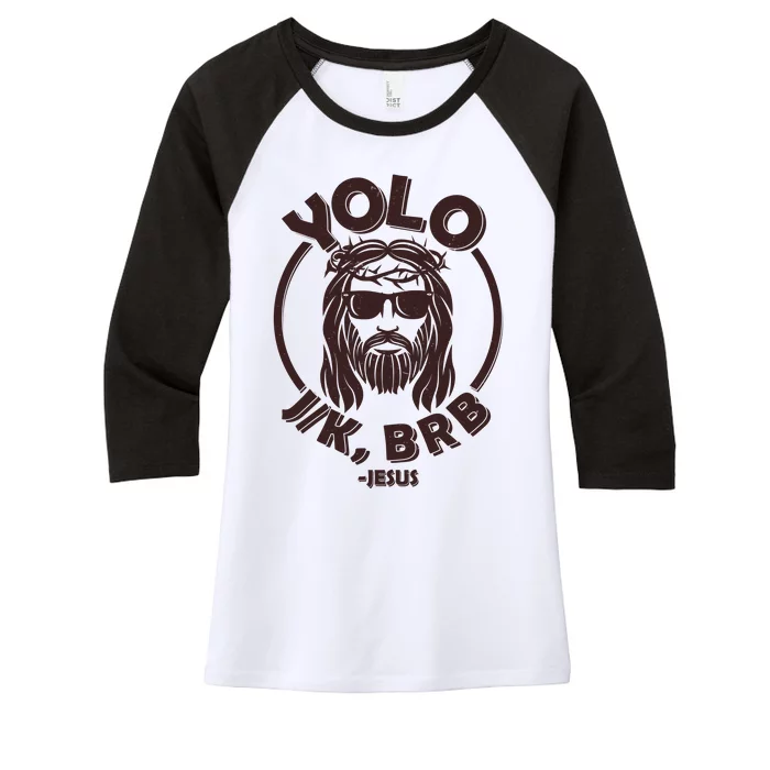 Funny Easter YOLO JK BRB Jesus Women's Tri-Blend 3/4-Sleeve Raglan Shirt