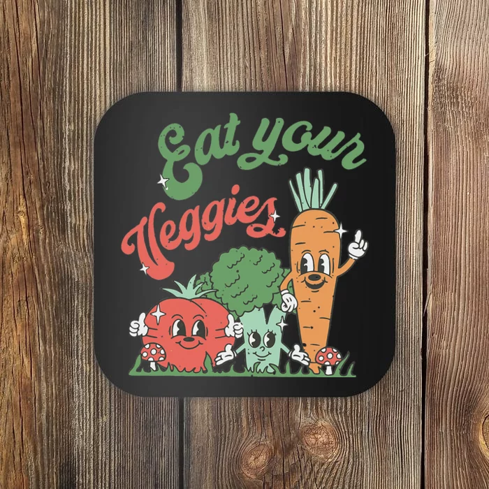 funny Eat your Veggies retro 90s style Vegetable Coaster