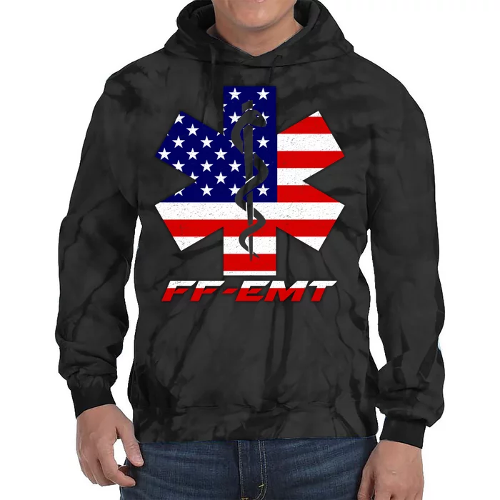 FF-EMT Firefighter Emergency Medical Tech Tie Dye Hoodie