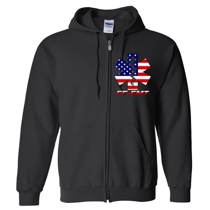 FF-EMT Firefighter Emergency Medical Tech Full Zip Hoodie