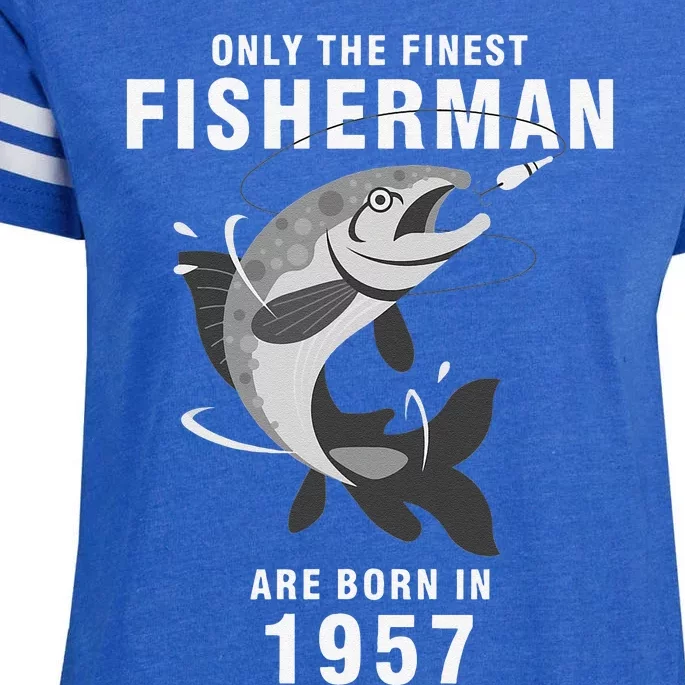 Fishing Fisherman 1957 63rd Birthday Are Born In 1957 Enza Ladies Jersey Football T-Shirt