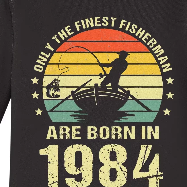 Fishing Fisherman 1984 38th Birthday Gift For 38 Year Old Baby Long Sleeve Bodysuit