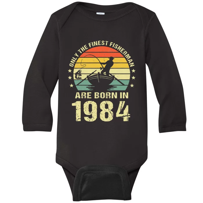 Fishing Fisherman 1984 38th Birthday Gift For 38 Year Old Baby Long Sleeve Bodysuit