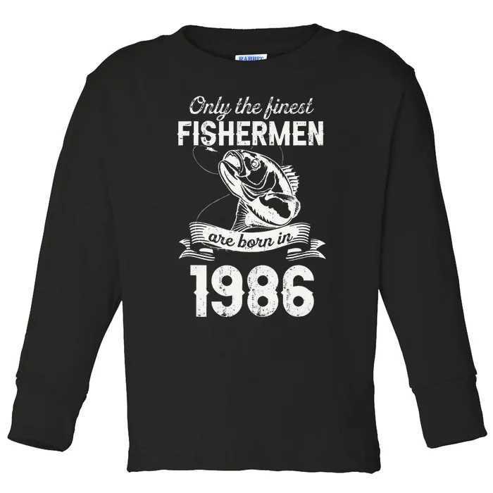 Fishing Fisherman 1986 Vintage 35th Birthday 35 Years Fisher Toddler Long Sleeve Shirt