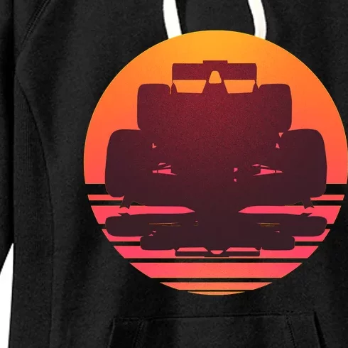 F1 Formula 1 Racing Car Retro Sunset Emblem Women's Fleece Hoodie