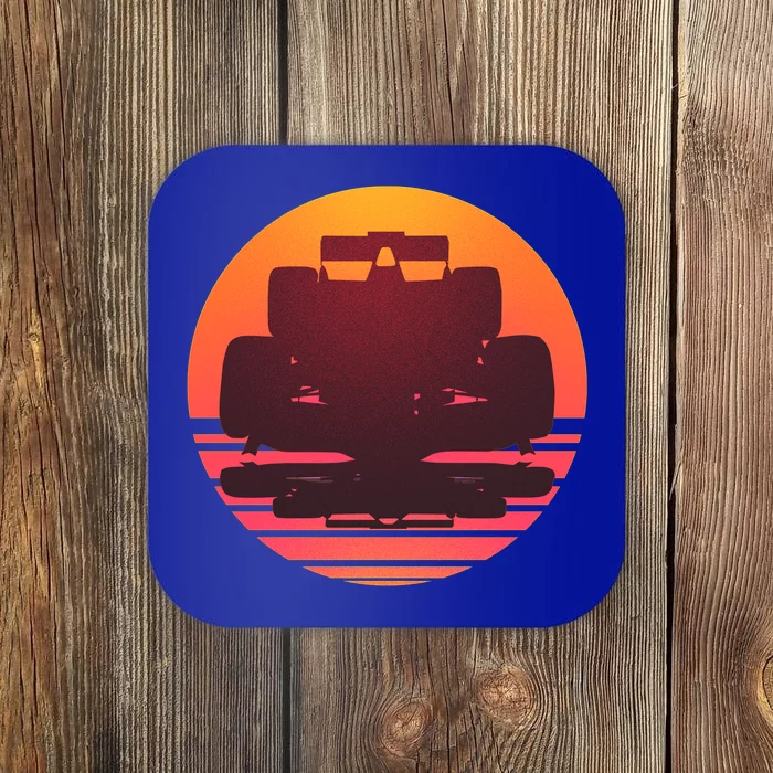 F1 Formula 1 Racing Car Retro Sunset Emblem Coaster