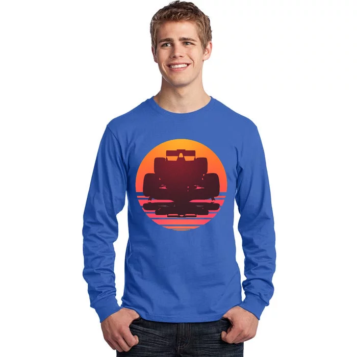 F1 Formula 1 Racing Car Retro Sunset Emblem Tall Long Sleeve T-Shirt