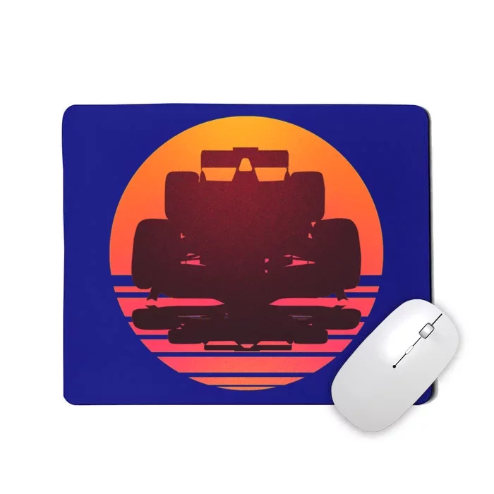 F1 Formula 1 Racing Car Retro Sunset Emblem Mousepad