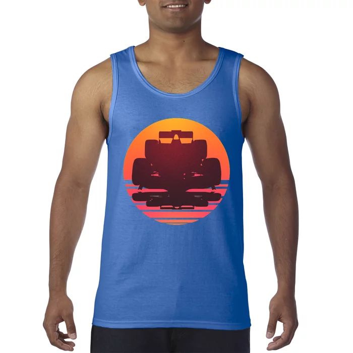 F1 Formula 1 Racing Car Retro Sunset Emblem Tank Top