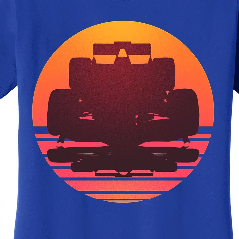 F1 Formula 1 Racing Car Retro Sunset Emblem Women's T-Shirt