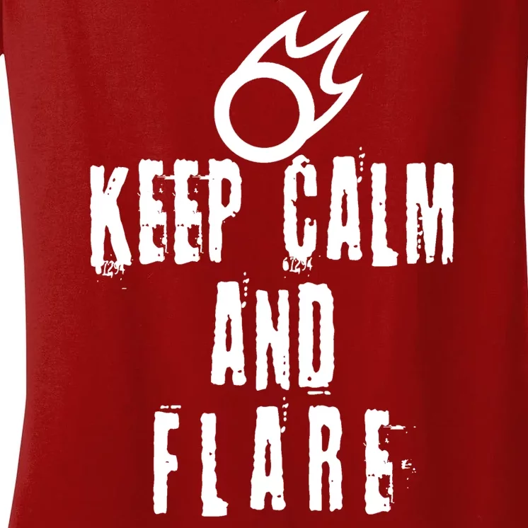 FF14 Black Mage Keep Calm And Flare Women's V-Neck T-Shirt