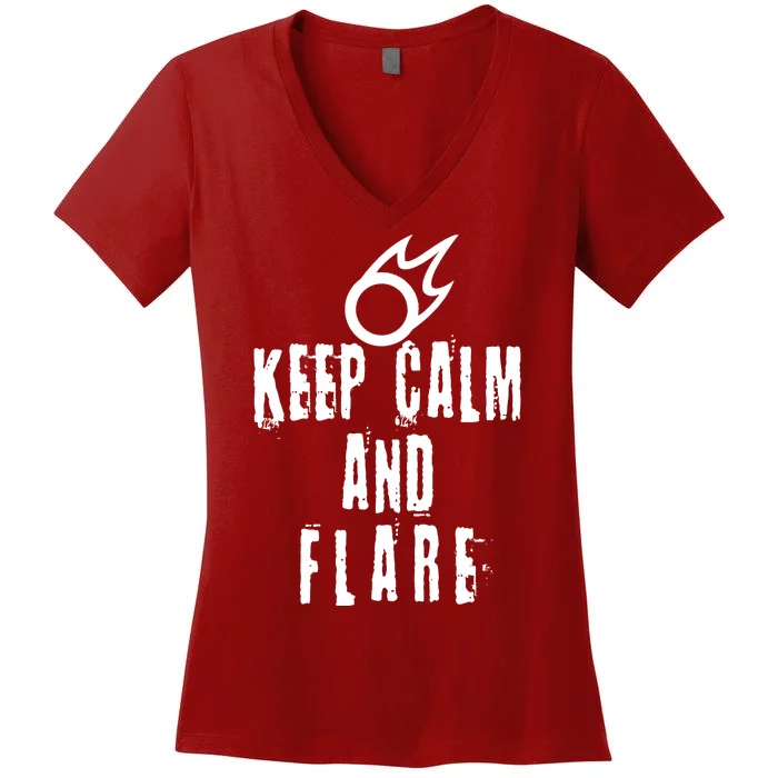 FF14 Black Mage Keep Calm And Flare Women's V-Neck T-Shirt