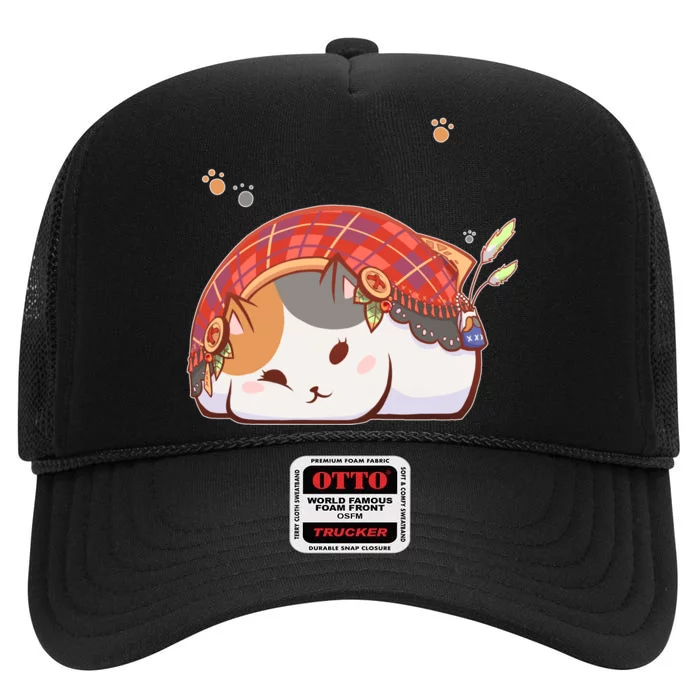 FF14 Fat Lazy Cat High Crown Mesh Trucker Hat