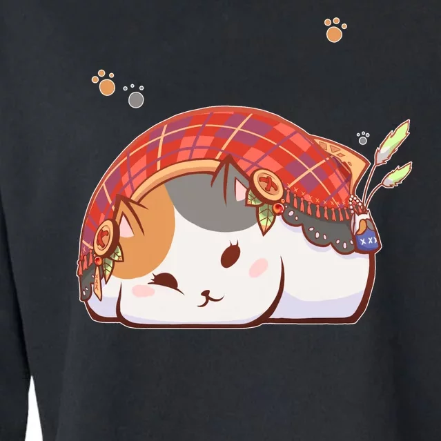 FF14 Fat Lazy Cat Cropped Pullover Crew