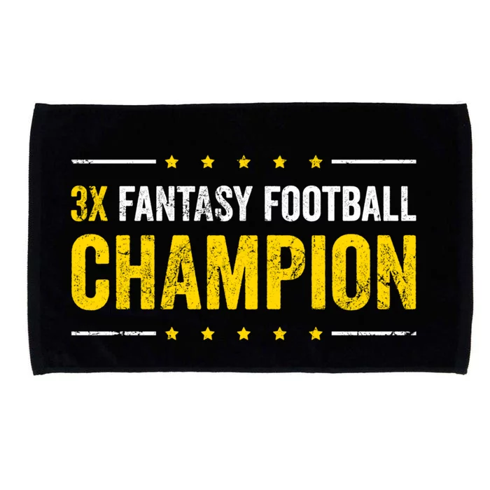 Fantasy Football 3 Time Winner Champ Champion Gift Microfiber Hand Towel