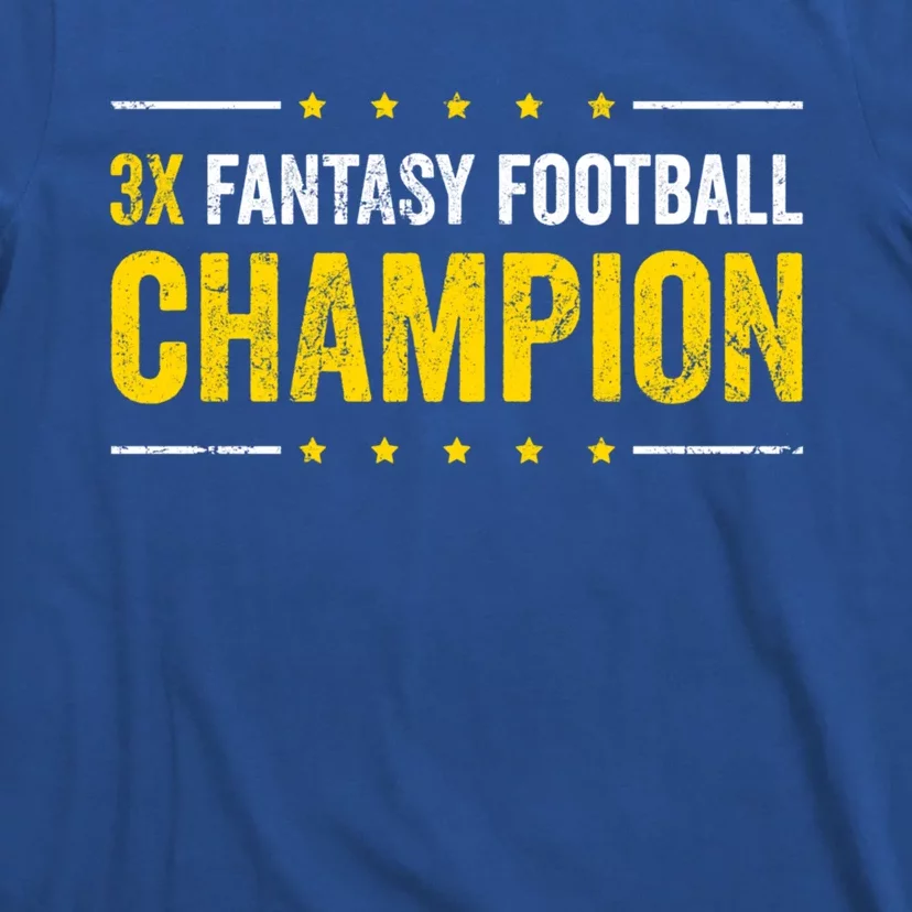 : Three Time Fantasy Football Champion T Shirt Champ