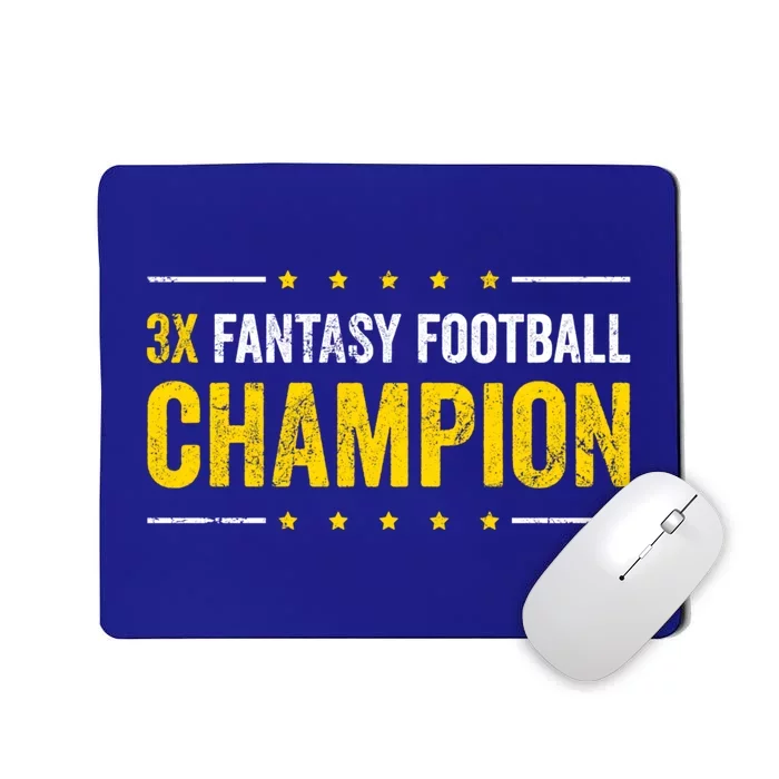 Fantasy Football 3 Time Winner Champ Champion Gift Mousepad