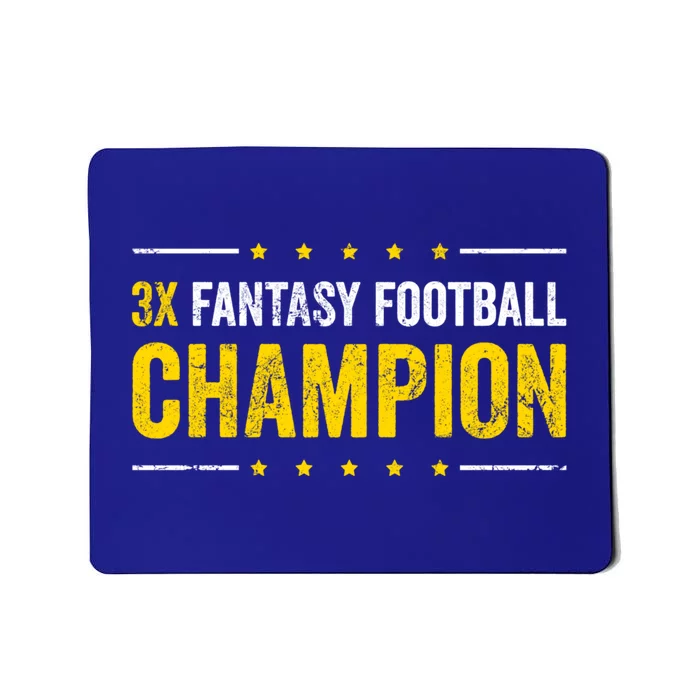 Fantasy Football 3 Time Winner Champ Champion Gift Mousepad