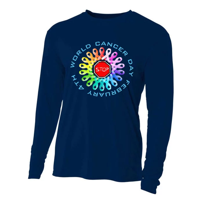 Funny February 4th World Cancer Day Awareness Cooling Performance Long Sleeve Crew