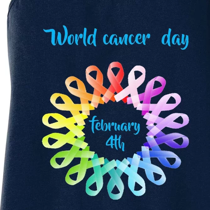 Funny February 4th World Cancer Day Awareness Women's Racerback Tank