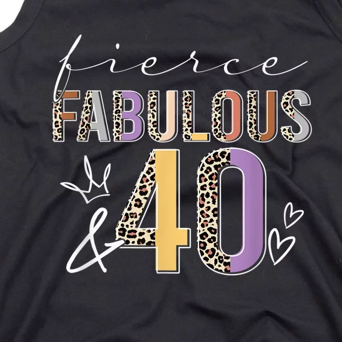 Fierce Fabulous & 40 Years Old Boho Leopard 40th Birthday Tank Top