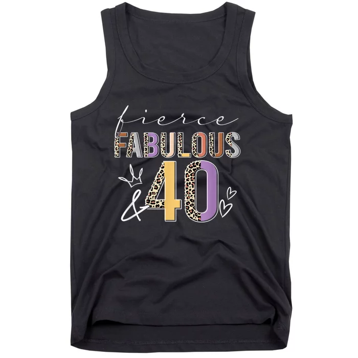 Fierce Fabulous & 40 Years Old Boho Leopard 40th Birthday Tank Top