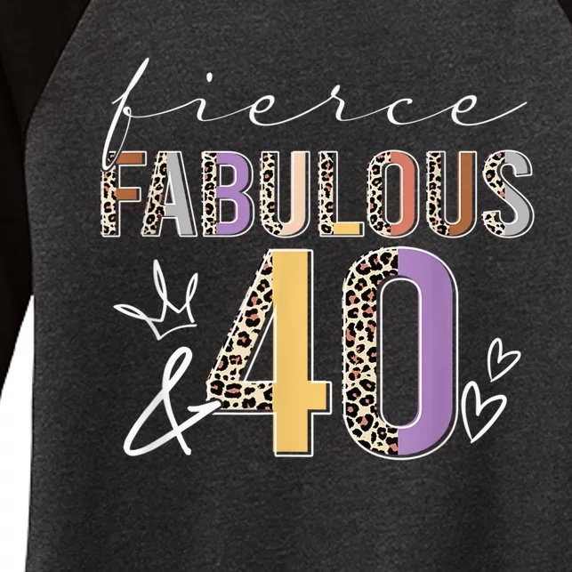 Fierce Fabulous & 40 Years Old Boho Leopard 40th Birthday Women's Tri-Blend 3/4-Sleeve Raglan Shirt