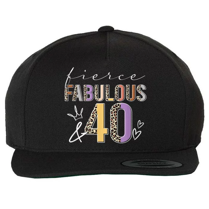 Fierce Fabulous & 40 Years Old Boho Leopard 40th Birthday Wool Snapback Cap