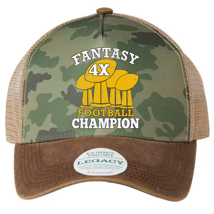 Fantasy Football 4x Champion Four Time Champ Fantasy Winner Legacy Tie Dye Trucker Hat