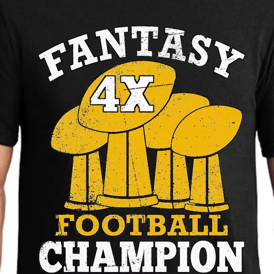 Fantasy Football 4x Champion Four Time Champ Fantasy Winner Pajama Set