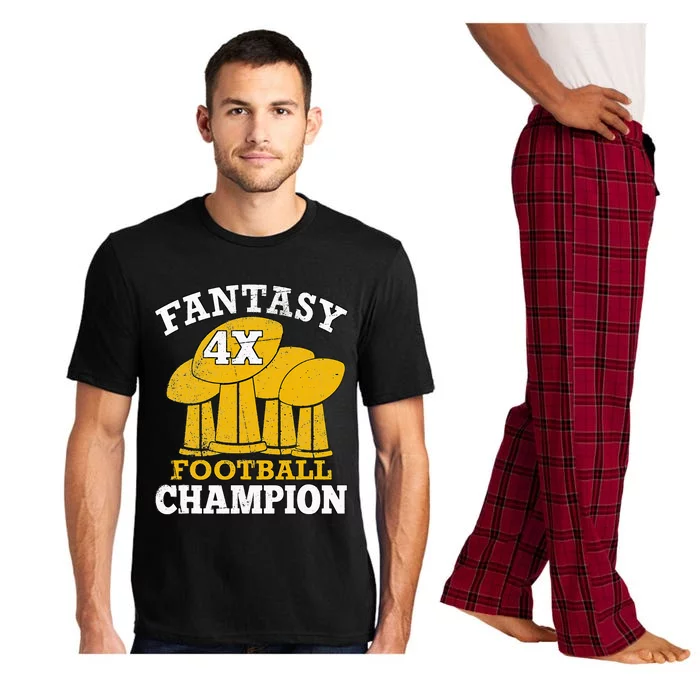 Fantasy Football 4x Champion Four Time Champ Fantasy Winner Pajama Set